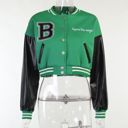 The Baddie Letterman Jacket (Green) - Armani Caesar