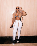 The Pushin P Cropped Jacket (Tan) - Armani Caesar