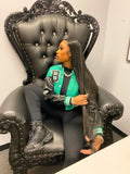The Baddie Letterman Jacket (Green) - Armani Caesar